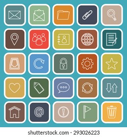 Mail line flat icons on blue background, stock vector