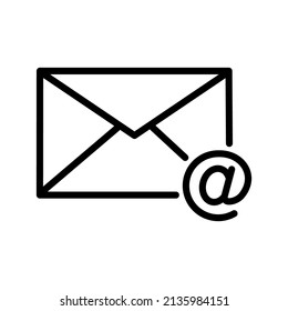 Mail Line Icon Black Design