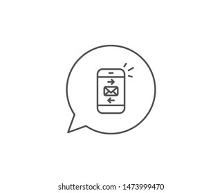 Mail line icon. Chat bubble design. Smartphone communication symbol. Business chat sign. Outline concept. Thin line mail icon. Vector
