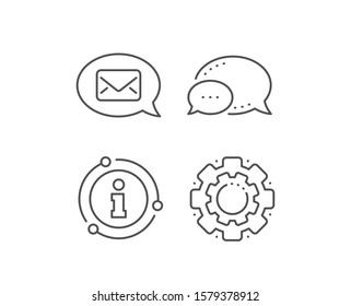 Mail line icon. Chat bubble, info sign elements. Messenger communication sign. E-mail symbol. Linear messenger outline icon. Information bubble. Vector