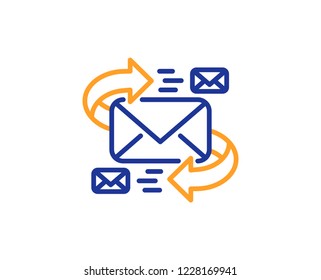 Mail line icon. Communication by letters symbol. E-mail chat sign. Colorful outline concept. Blue and orange thin line color icon. E-Mail Vector