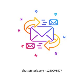 Mail line icon. Communication by letters symbol. E-mail chat sign. Gradient line button. E-Mail icon design. Colorful geometric shapes. Vector