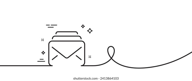 Mail line icon. Continuous one line with curl. New Messages correspondence sign. E-mail symbol. Mail single outline ribbon. Loop curve pattern. Vector