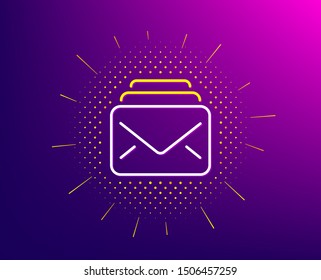 Mail line icon. Halftone pattern. New Messages correspondence sign. E-mail symbol. Gradient background. Mail line icon. Yellow halftone pattern. Vector