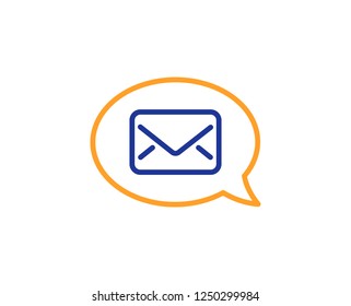 Mail line icon. Messenger communication sign. E-mail symbol. Colorful outline concept. Blue and orange thin line color icon. Messenger Vector
