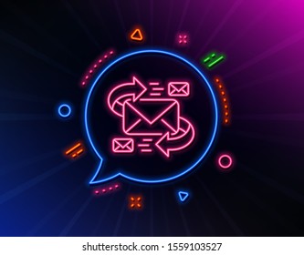 Mail line icon. Neon laser lights. Communication by letters symbol. E-mail chat sign. Glow laser speech bubble. Neon lights chat bubble. Banner badge with e-Mail icon. Vector