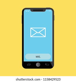 Mail Line Icon on Mobile Screen.