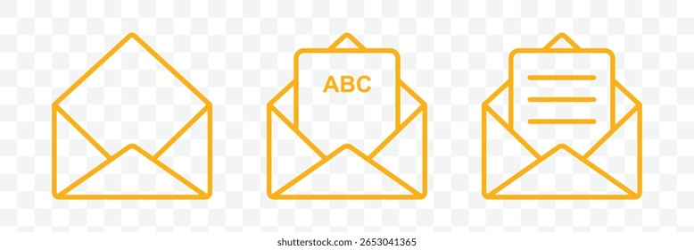 Mail line icon set. Message mail icon vector set. E-mail envelope icon. Vector illustration