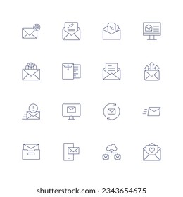 Mail line icon set on transparent background with editable stroke. Containing mail, acceptance, coupon, email, dossier, email marketing, express, mails, letter.