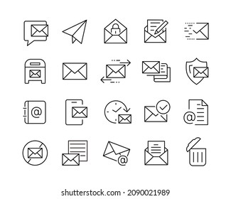 Mail Line Icons - Vector Line Icons. Editable Stroke. Vector Graphic
