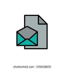 Icono de color lineal del correo. sobre abierto y papel. el icono se puede usar para aplicaciones, icono web, infografía. Trazo editable. vector de plantilla de diseño