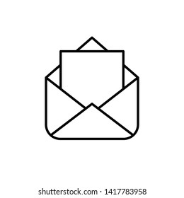 Mail linear icon, open envelope e-mail symbol.