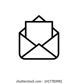 Mail linear icon, open envelope e-mail symbol.