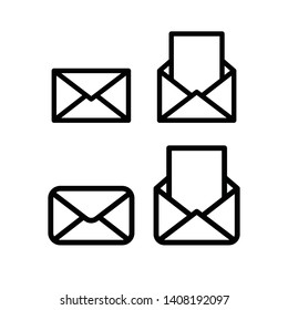 Mail linear icons, open and closed envelopes, e-mail symbol. 