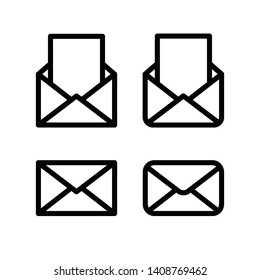 Mail linear icons, open and closed envelopes, e-mail symbol. 