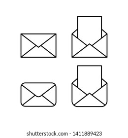 Mail linear icons, open and closed envelopes, e-mail symbol. 