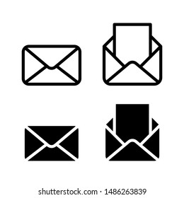 Mail linear icons, open and closed envelopes, e-mail symbol , simple icon