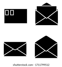 Mail linear icons, open and closed envelopes, e-mail symbol.