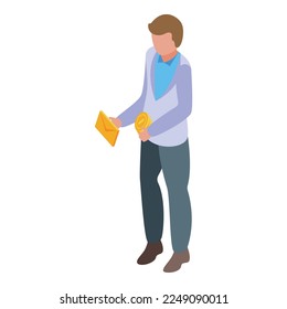 Mail lobbyist icon isometric vector. Political pressure. Lobby bribery