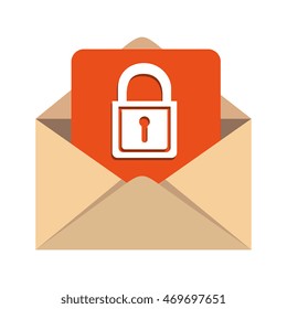 mail lock envelope online web communication blocked vector  illustration isolated