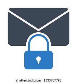 mail lock glyph double color icon