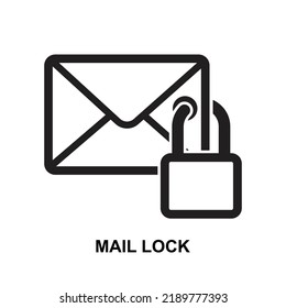 Mail lock icon isolated on white background vector illustration.