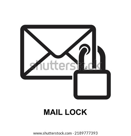 Mail lock icon isolated on white background vector illustration.