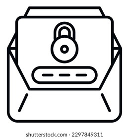 Mail lock icon outline vector. Screen reset. Policy system