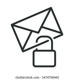 mail lock - minimal line web icon. simple vector illustration. concept for infographic, website or app.