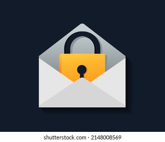 Bloqueo de correo. Símbolo de signo de protección de correo electrónico seguro. Ilustración del vector	