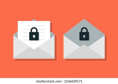 Mail lock. Secure email sign symbol. Vector illustration