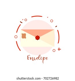 Mail logo on white. Colored envelope button for website