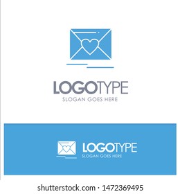 Mail, Love, Heart, Wedding Blue Solid Logo with place for tagline