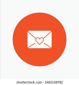 Mail, Love, Heart white glyph icon. Vector Icon Template background