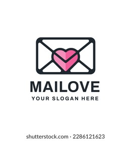 Mail Love Logo Vector Icon Illustration