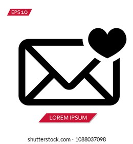 mail love symbol vector icon