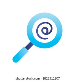 correo en diseño de iconos de estilo gradiente lupe, herramienta de búsqueda y tema de lupa Vector ilustración