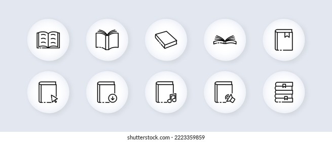 Mail management set icon. Contact us, communication, email, send letter, attach file, picture, clip, open envelope, mailbox. Business concept. Vector line icon for Business and Advertising