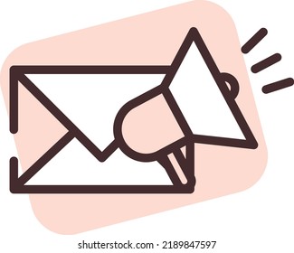 Marketing por correo, ilustración, vector sobre fondo blanco.