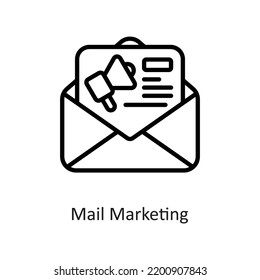 mail marketing Outline Vector Icon Design Illustration auf weißem Hintergrund. EPS10-Datei