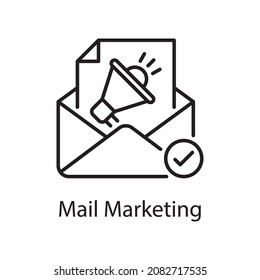 Ilustración de diseño de icono del vector de marketing de correo. Símbolo de aplicación web y móvil sobre archivo EPS 10 de fondo blanco