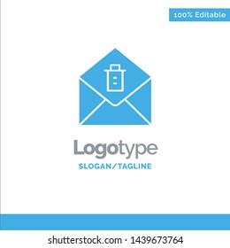 Mail, Message, Delete Blue Solid Logo Template. Place for Tagline
