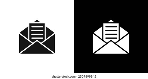Mail message icon Black line art vector logo set