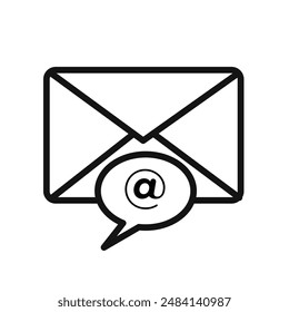 E-Mail-Nachrichtensymbol Schwarz-Weiß-Vektorgrafik