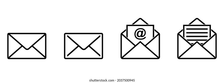 mail message icon, envelope icon, vector symbol illustrations