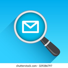 Mail Message Icon Magnifying Glass