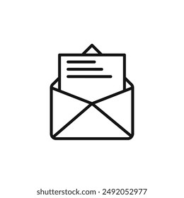 Mail message icon outline collection in black and on white background