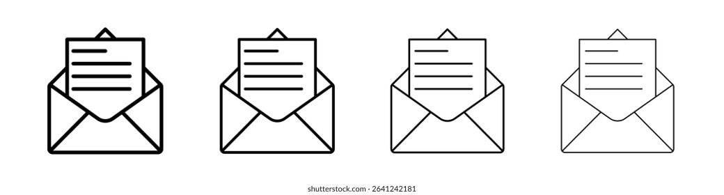 Mail message icon Outline sign symbol set