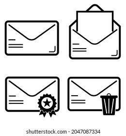 mail or message icon set, icon set with line style