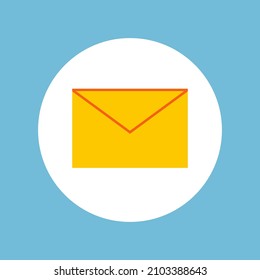 The mail message icon in a white circle on a green background. Vector isolated image for use in web design or clipart